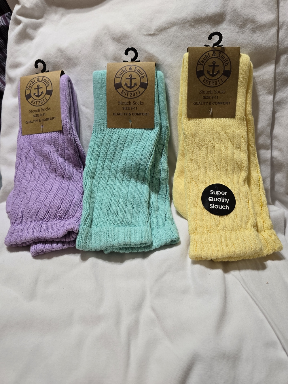 Womans Slouch Socks - Pastel Yellow, Mint, Lavender Size 9-11      Bundle 3 Pair